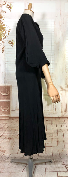 Incredible Avant Garde 1930s Black Evening Dress With Statement Sleeves