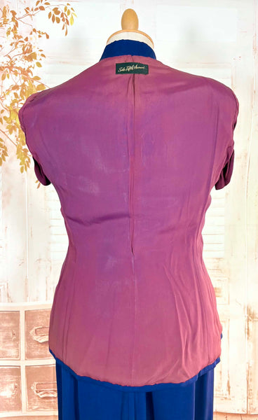 Exquisite Royal Blue 1940s Gabardine Suit With Western Stitching Detail