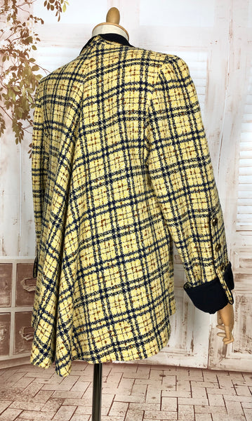 LAYAWAY PAYMENT 3 OF 3 - RESERVED FOR KELLY - Amazing Original 1940s Volup Mustard Yellow Plaid Swing Coat