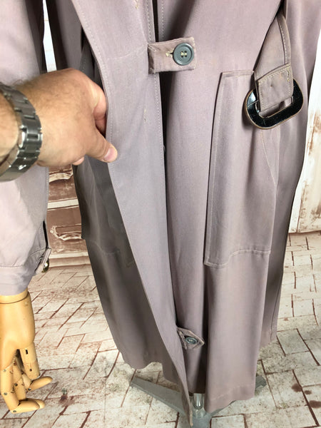 Exceptional Pale Lilac 1940s Belt Through Gabardine Swing Coat