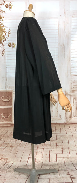1930s Lightweight Black Crepe Coat with Pintuck and Open Work Detailing