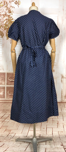 1940s Red White And Blue Spotted Day Dress