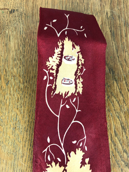 Original 1940s American Red Dutch Tourist Inspired Rayon Swing Tie Made From Van Gough Inspirations Fabric By Majestic Cravats