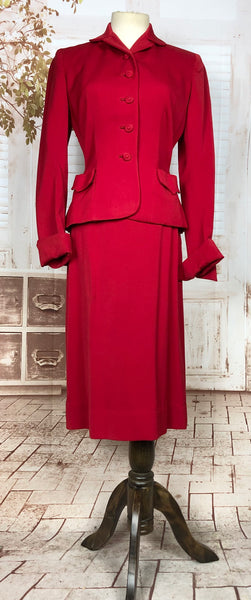 Exquisite Original 1940s Vintage Lipstick Red Betty Rose Suit