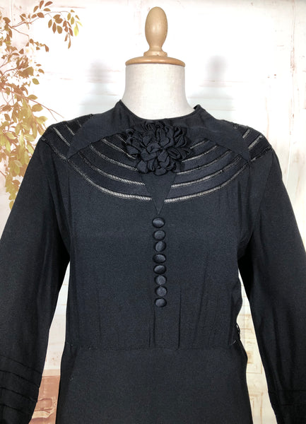 Incredible Avant Garde 1930s Black Evening Dress With Statement Sleeves