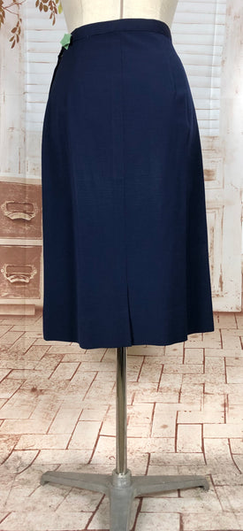 Beautiful Navy Blue Double Breasted 1940s Suit With Tiered Waist