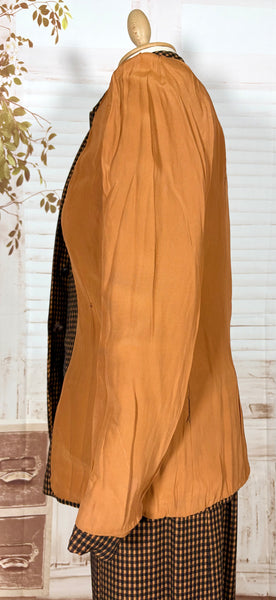 1940s Pumpkin Orange Check Skirt Suit – Tailored Hourglass Silhouette