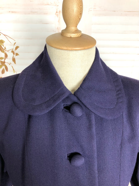 Super Rare 1940s Purple Gabardine Belt Back Princess Coat