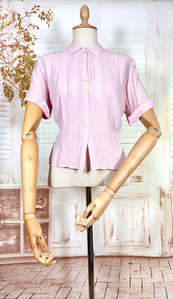 Lilac 1940s Pin Tuck Blouse By Bourne & Hollingsworth