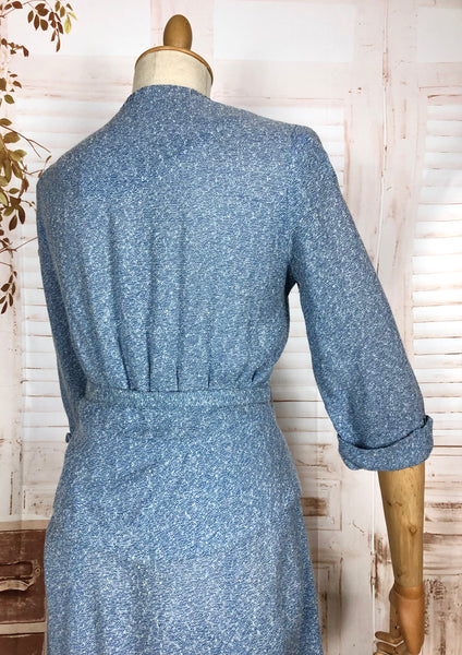 Wonderful Late 1940s Sky Blue Belted Skirt Suit