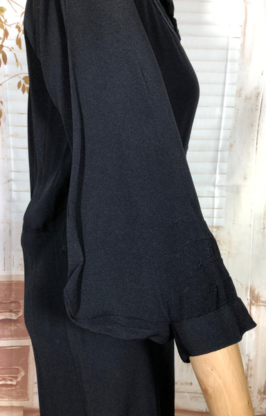 Incredible Avant Garde 1930s Black Evening Dress With Statement Sleeves