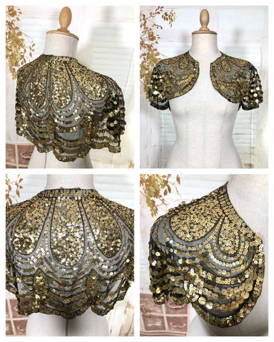 Exceptional 1930s Gold Sequin Eveningwear Capelet