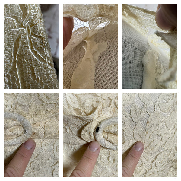 Stunning Late 1930s / Early 1940s Cream Lace Evening Gown