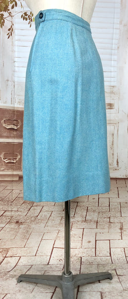 Amazing Original 1940s Vintage Sky Blue Skirt Suit By Handmacher