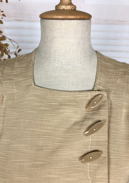 Rare Original 1930s Vintage Asymmetric Cream Rayon Faille Skirt Suit