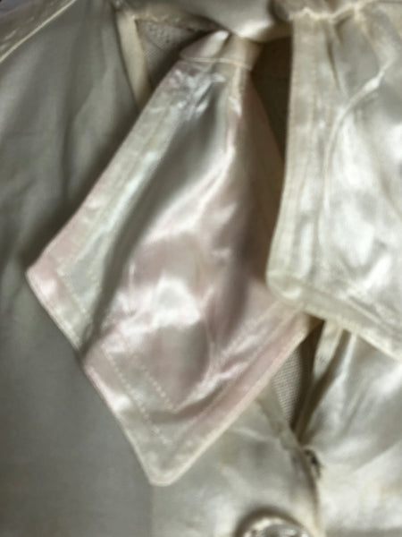 Stunning Original 1930s Vintage White Silk Satin Tie Neck Blouse