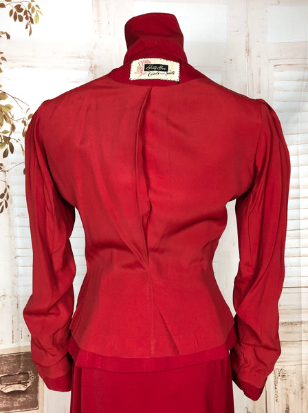 Exquisite Original 1940s Vintage Lipstick Red Betty Rose Suit