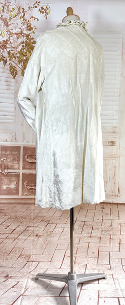 Exquisite Late 1920s / Early 1930s Off White Silk Velvet Opera Coat