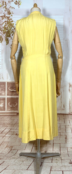 1930s Sunshine Yellow Tie-Neck Day Dress