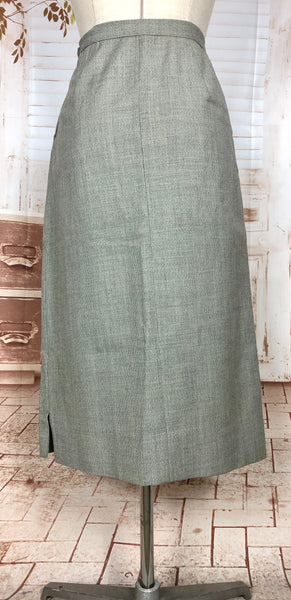 Stunning Original 1940s Vintage Grey Micro Check Skirt Suit