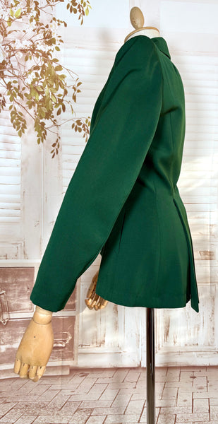 Incredible Emerald Green Bustle Back 1940s Blazer By Botany