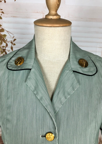 Fabulous Original 1950s Vintage Green Striped Summer Nurse Uniform Suit WAC Women’s Army Corp