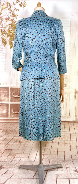 Late 1940s / Early 1950s Blue Print Dress Suit