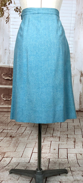 Amazing Original 1940s Vintage Sky Blue Skirt Suit By Handmacher