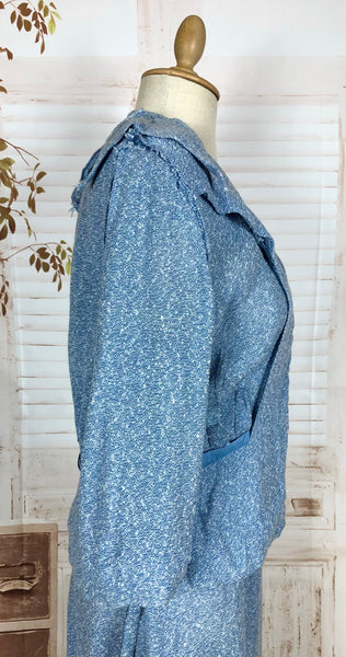 Wonderful Late 1940s Sky Blue Belted Skirt Suit