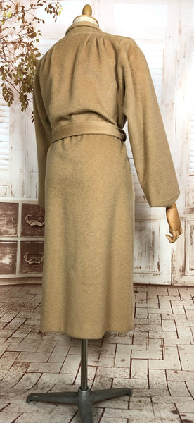 LAYAWAY PAYMENT 1 OF 2 - RESERVED FOR KARINA - Exquisite Original 1940s Vintage Tan Wool Belted Wrap Coat