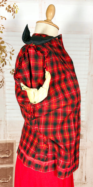 Fabulous 1940s Red And Black Plaid Skirt Suit