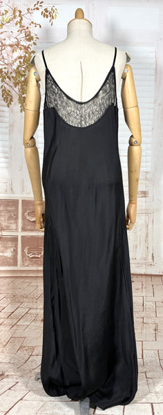 1930s Black Lace Evening Gown with Statement Buckle Detail - Femme Fatale