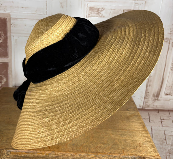 Huge Late 1930s / Early 1940s Straw Sun Hat