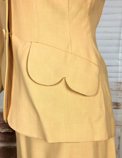 Exquisite Mustard Yellow 1940s Skirt Suit Petite
