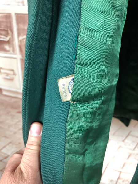 Stunning Forest Green Original 1940s Belted Princess Coat
