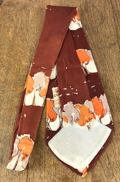 1940s Brown, Orange & Lilac Grey Novelty American Rayon Swing Tie – Cohama De Luxe