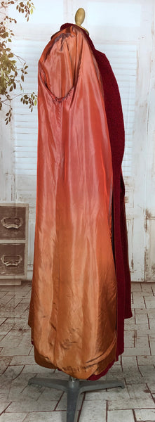 Exquisite Volup Lipstick Red 1940s Boucle Swing Coat With Huge Bishop Sleeves