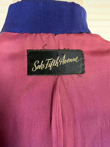 Exquisite Royal Blue 1940s Gabardine Suit With Western Stitching Detail