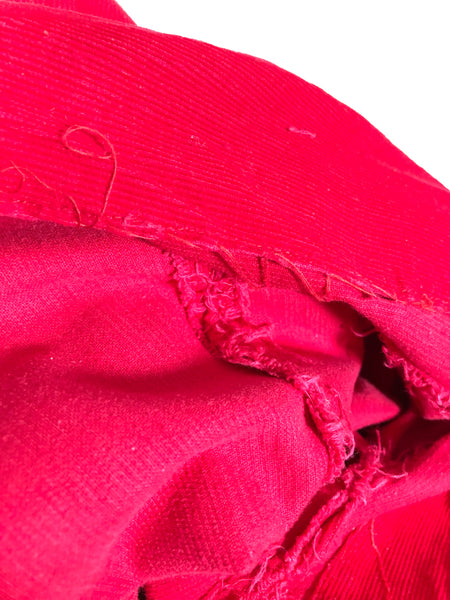 Amazing Lipstick Red 1940s Corduroy Zip Front Dress