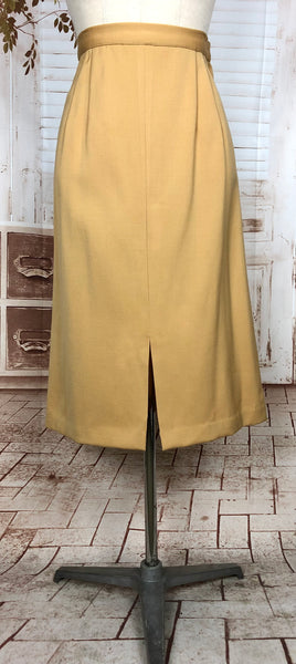 Incredible Mustard Yellow Original 1940s Vintage Double Breasted Skirt Suit