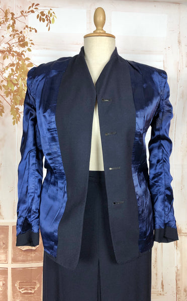 RESERVED FOR AUGGIE - Classic Navy Blue 1940s Suit With Dagger Collar