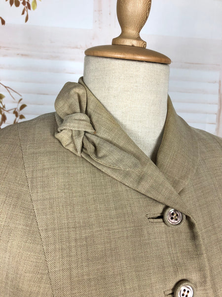 Beautiful Classic 1940s Vintage Cream Tan Summer Suit By Crestview California