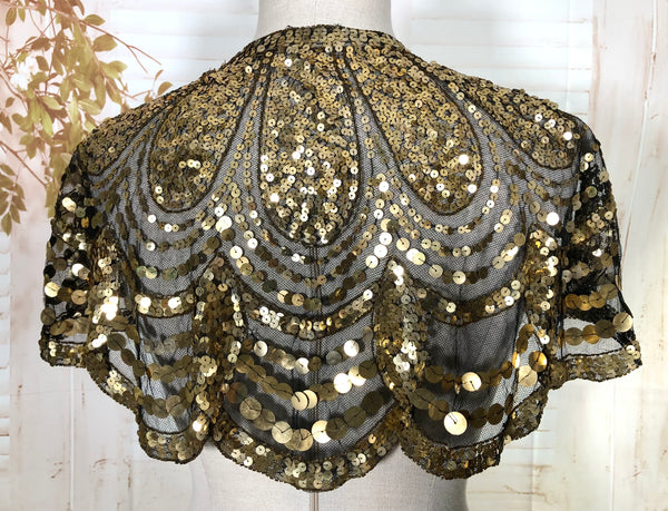 Exceptional 1930s Gold Sequin Eveningwear Capelet