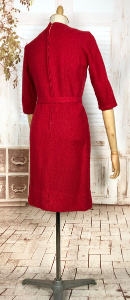 Rare Red Wool Late 1940s / Early 1950s Dress By Hollywood Premiere