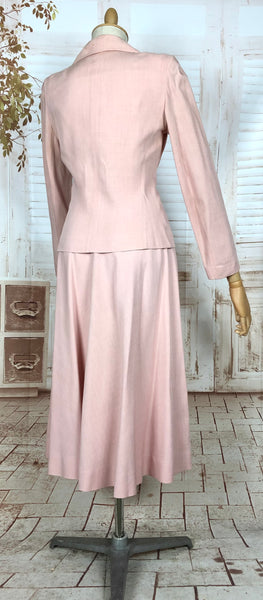 Amazing Original 1940s Vintage Blush Pink Summer Suit By Betty Rose