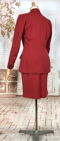 Stunning Original 1940s Vintage Deep Rust Red Skirt Suit