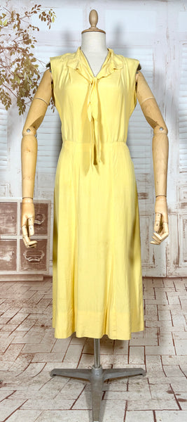 1930s Sunshine Yellow Tie-Neck Day Dress