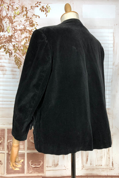 Fabulous Original 1940s Vintage Black Corduroy Swing Coat