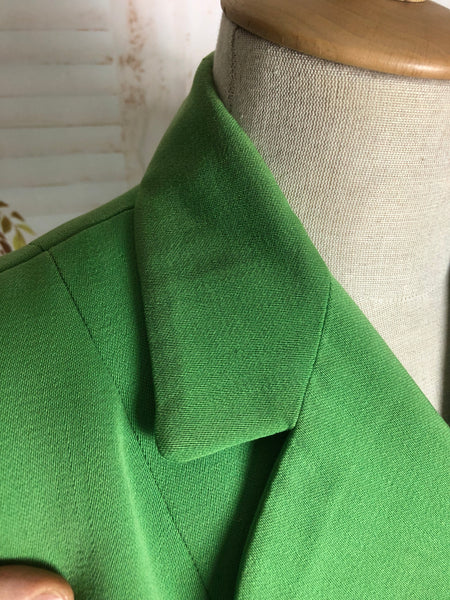 Stunning Apple Green Gabardine 1940s Suit With Button Details