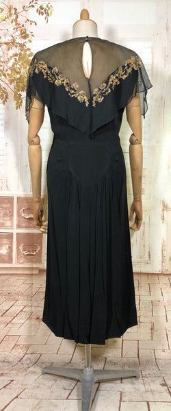 Exceptional Late 1930s / Early 1940s Caped Evening Dress